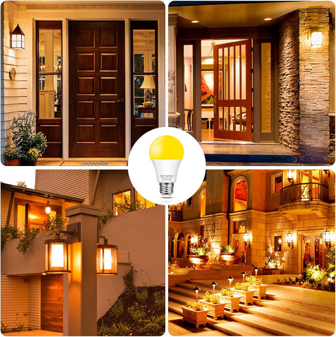 EvaStary Yellow LED Light Bulb, 6W LED Bug Light Bulbs, 40W Equivalent, A19 LED Amber, 4 Pack