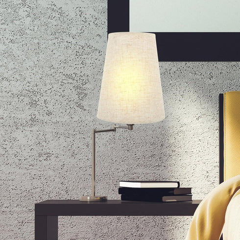 6X6X7 Inches E14 Bulb Linen Fabric Lampshade Beige Semi-Circle Heightened Design for Table and Pendant Lamp Decoration