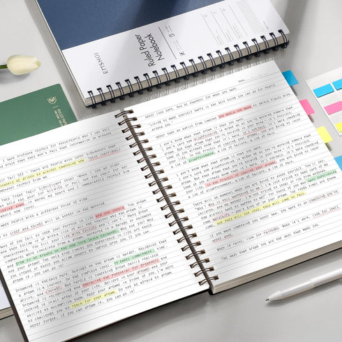 EMSHOI A4 Spiral Notebook, 11.2" X 8.27", College Ruled Lined Journal, 300 Pages/150 Sheets, Easy Tear Perforated