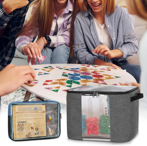6pcs Rexmica Board Game Storage Bag with Zipper Bags, Board Game Organizer and Storage with Cover for Office Supplies