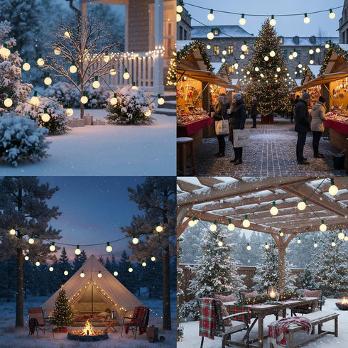 25FT G40 27 Bulbs,Outdoor Frosted Christmas Lights,Globe Christmas Lights with Frosted White String Lights for Outside