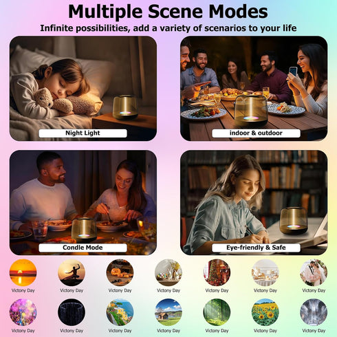 5 Dimmable 2700K IP44 Touch Control Bedside Lamp, Portable Rechargeable Table Night Light with Dynamic Effects & Warm
