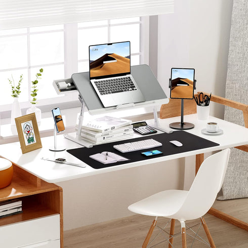 Large Desk Mat 47.2" x 17" Black Leather Desk Pad Protector with Natural Cork & PU Leather, Waterproof Desk Blotter Pad