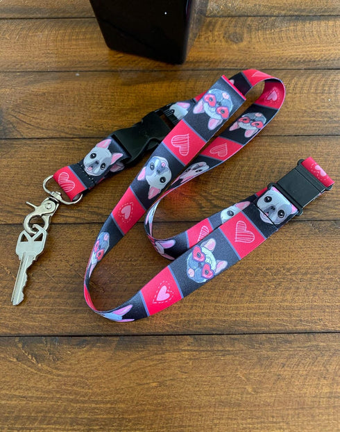 Limeloot French Bulldog Premium Wide Lanyard, Breakaway Release Buckle & Flat Ring, Frenchie Design