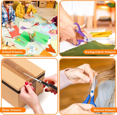 Scissors Bulk 24-Pack, Taotree 8" All Purpose Comfort Grip Sharp Scissors for Office School Supplies, Craft Home Sewing