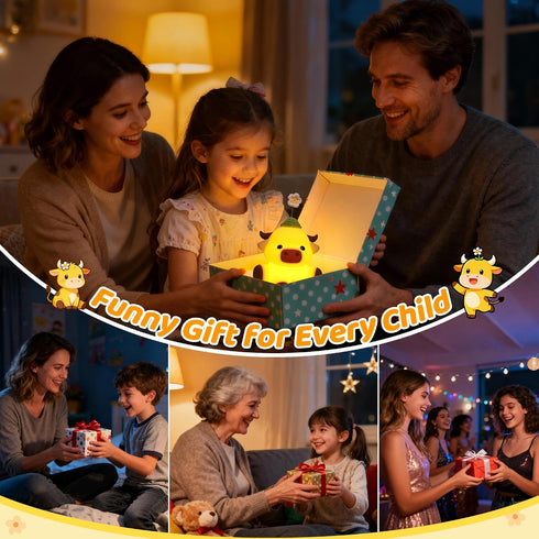 Dimmable Attivolife Highland Cow Night Light for Kids, Flower Cow Cute Animal Gift Soft Silicone LED Lamp