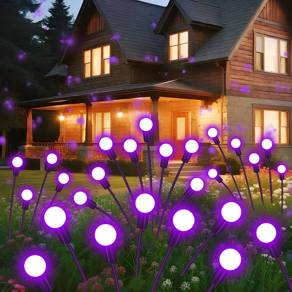 Slyuexu Solar Garden Lights Outdoor Waterproof, 2 Pack 16 LED Swaying Firefly