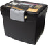 Storex Portable File Box with XL Lid, 11 x 13-1/2 x 11 Inches, Black