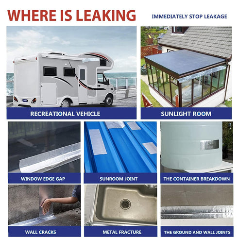 Waterproof Butyl Tape 4" W X 16'L, for leaks, RV Repair, Boat and Pipe Sealing, Patching and Gutter Repair