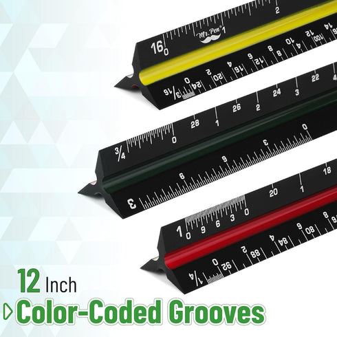 Mr. Pen Architectural Scale, 12 Inch Black Scale Ruler for Contractors and Architects
