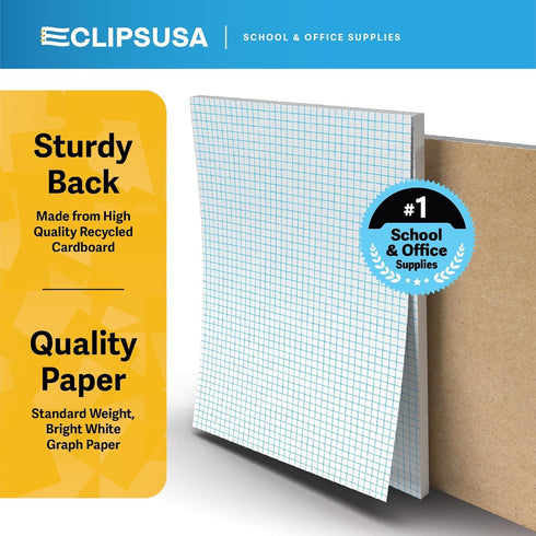 Graph Paper Pad - 4 x 4 Inch Quad Ruled Graph Paper Notebook, 50 Sheets Per Pad (6 Pack), 8.5 x 11