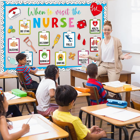 Naozinebi Set Nurse Theme Bulletin Board Decoration Health Posters Borders Paper Cutouts for Nursing School Classroom