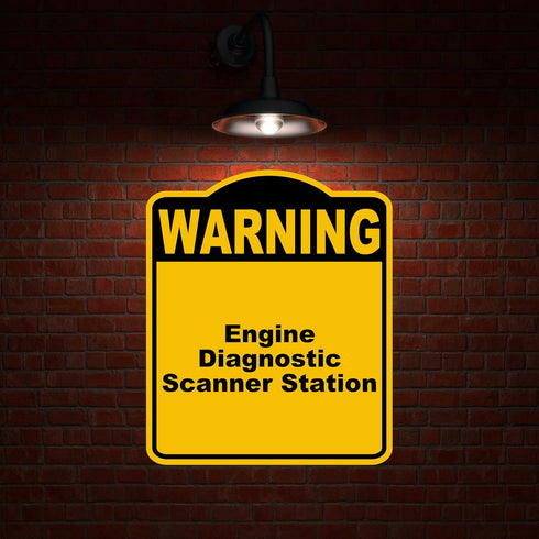 15 18 inches Engine Diagnostic Scanner Station Warning Yellow Black Aluminum Composite Sign x