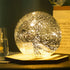 Lighted Mercury Glass Ball Table Lamp with Timer, Silver Cordless Orb, Battery Operated Sphere Glass Night Light for