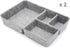 Welaxy Junk Drawer Organizer Bin with 4 Compartments, Felt Trays, 2 Dividers, Multi-Purpose Storage (Grayx2)