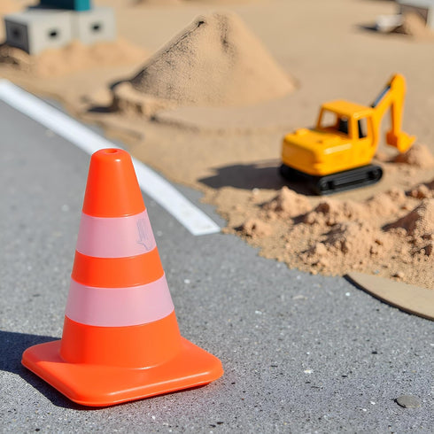 SquarezhenBo 14pcs Mini Traffic Cones - Durable Plastic Road Safety Toys for Kids, Construction Zone Educational Props