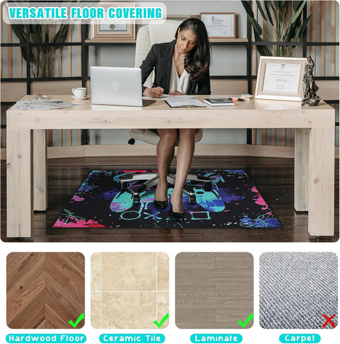 Wruzbxcn 48"X 60" Gaming Chair Mat for Hardwood Floor Office Chair Rug for Game Rolling Chairs Computer Desk Non-Slip