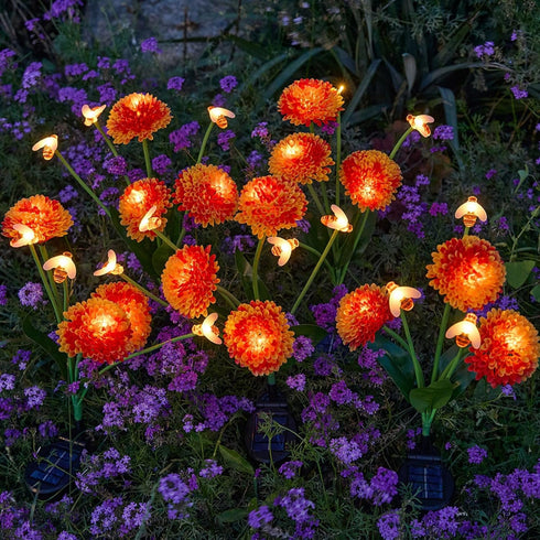 4th Solar Honeybee Flower Stake Lights for Yard Decor, LED Outdoor Waterproof Solar Light for Garden Pathway Light