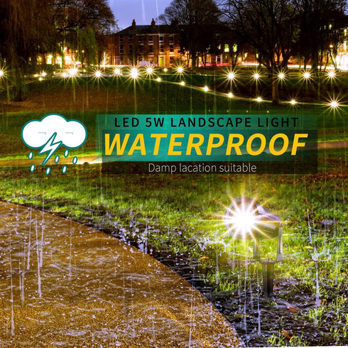LED Landscape Lights, 5W 120V AC Outdoor Garden Spotlight, IP65 Waterproof with 5-ft UL Cord (Pack of 1)