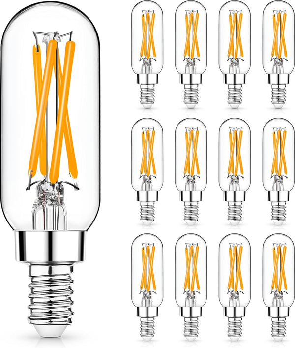 12 Pack Mlambert Dimmable T6 LED Bulbs, 4W (40W Equivalent), Clear E12 Edison Bulbs for Chandeliers