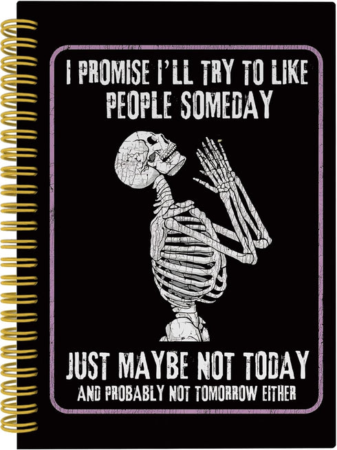 Funny Skeleton Prayer Gothic Notebook Journal, Halloween Themed Spiral Notebook, 5.5x8.3 Inch with 164 Pages