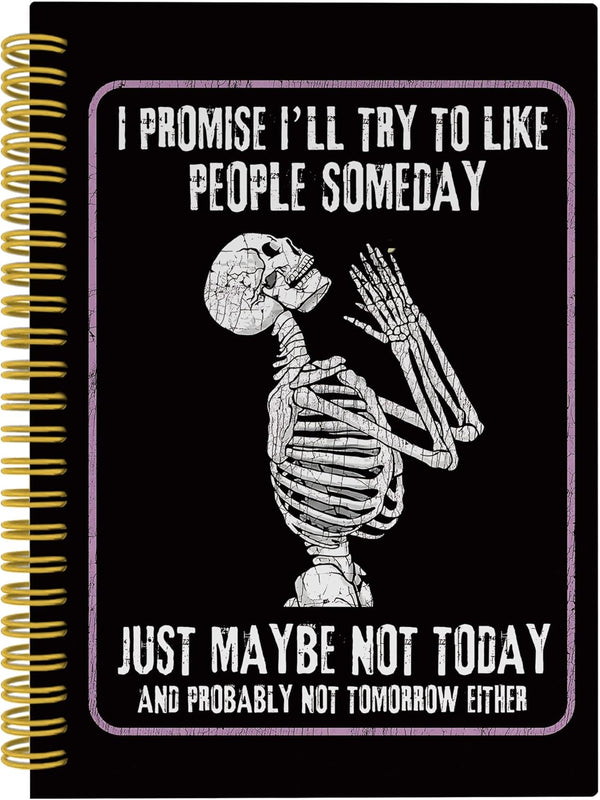Funny Skeleton Prayer Gothic Notebook Journal, Halloween Themed Spiral Notebook, 5.5x8.3 Inch with 164 Pages