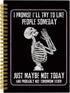Funny Skeleton Prayer Gothic Notebook Journal, Halloween Themed Spiral Notebook, 5.5x8.3 Inch with 164 Pages