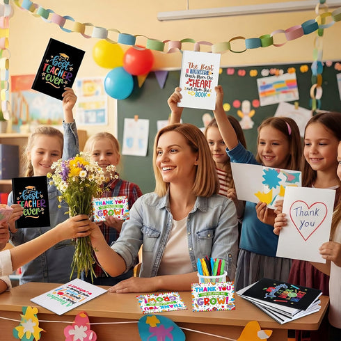 FunooFuno 36 2026 Pcs End of Year Teacher Gifts Inspirational Notebooks Pens and Thank You for Helping Me Grow Cards