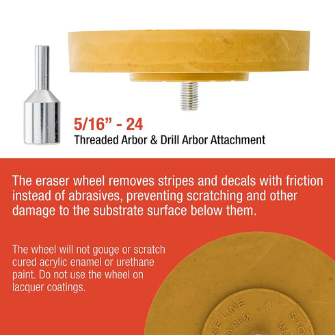 TCP Global Rubber Eraser Wheel with Drill Adapter - Adhesive Remover Tool for Autos, Trucks, RVs, and Signs