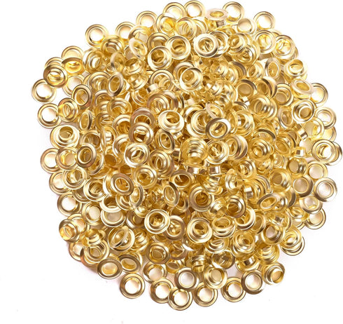 KING PIECES 2000pcs Gold Grommets, 3/8 Inch (10mm) Washers and Grommets Kit for Grommet Tool, Metal Grommets Eyelets