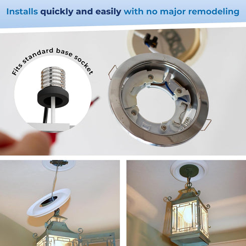 4-6 OHLECTRIC Recessed Can Light Conversion Kit to Pendant Lights Medium Base Converter Compatible with Recessed Can
