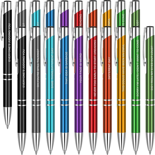 Snarky Office Pens, Funny Ballpoint Pens with Complaining Quotes, Work Sucks Pen, Black Ink, 20 Pieces
