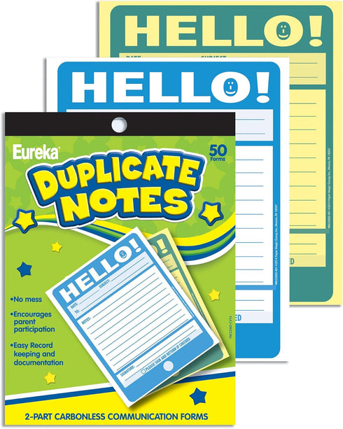 Eureka 'Hello!' Teacher Notes to Parents, 50pc, 4" W x 6" L