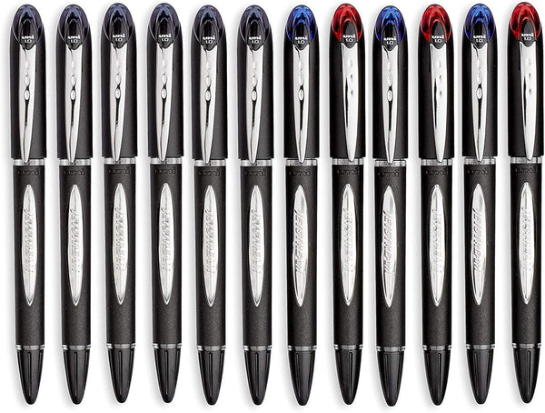 uni-Ball Jetstream Ballpoint Pens - Bold Point (1.0mm), 6 Black + 6 Assorted Colors Pack