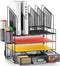 Marbrasse Desk Organizer with Drawer, 4-Tier Mesh File Organizer with 5 Vertical Holders and 2 Pen Holders