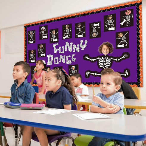 Halloween Classroom Bulletin Board Decoration Set, Funny Bones Bulletin Board Skull Cutouts for Decor