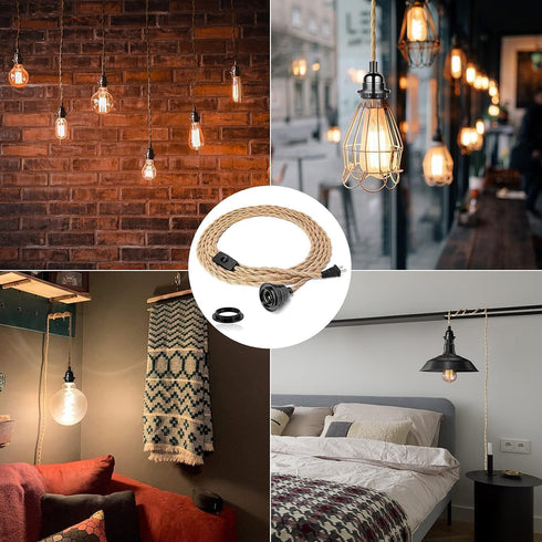 SHIWEIDA 15ft 15FT Industrial Pendant Light Cord -Plug in Hanging Light Fixture, Farmhouse Pendant Lamp Lights Cord