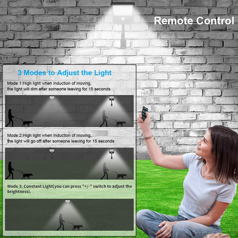 Aqonsie Solar Lights Outdoor, 56LED, 180 Adjustable Angle Security Night Light with Remote Control & 3 Lighting Modes
