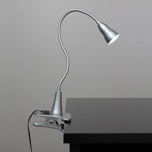 LD2015-SLV 1W Simple Designs LED Gooseneck Clip Light Desk Lamp