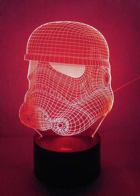 Stormtrooper 3D Night Light, LED Illusion Lamp with 7 Color Changing Lights, Acrylic Flat Base & USB Charger for Home