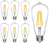 Bioluz LED 92 CRI Dimmable Edison Light Bulbs, 800 Lumen Warm White 2700K, 60W Replacement, 6-Pack
