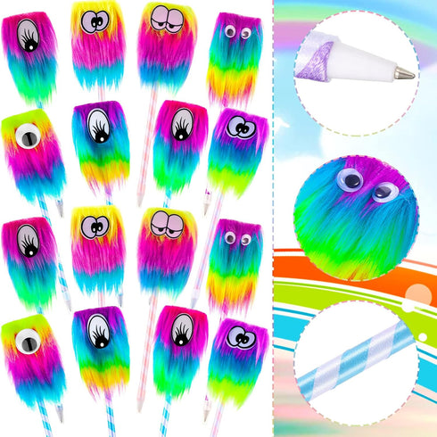 Yexiya 28 Pieces Rainbow Pens Fun Pens for Kids Fluffy Pen Novelty Pens Girls Boys for Party Favors School Office Birthday Carnival Party Favor Supply by Yexiya