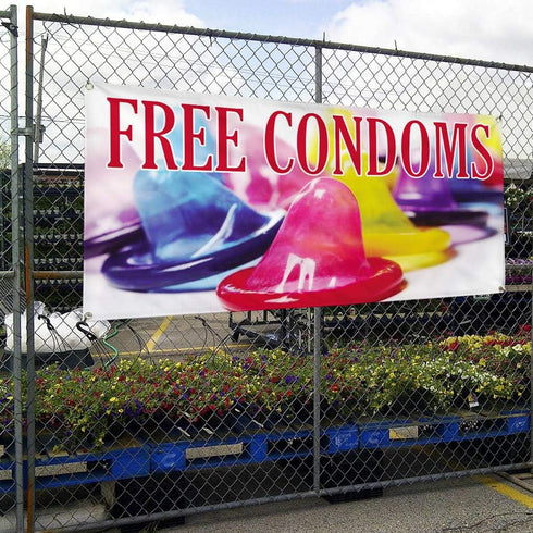Fastasticdeals 4 Grommets 16x40Inches Vinyl Banner Multiple Sizes Free Condoms Outdoor Advertising Printing Health Care