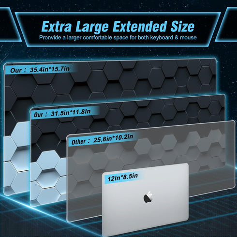 Gaming Mousepad - 3D Stereoscopic Vision Extra Large Mouse Pad 35.4"x15.7" for Smooth Control Performance