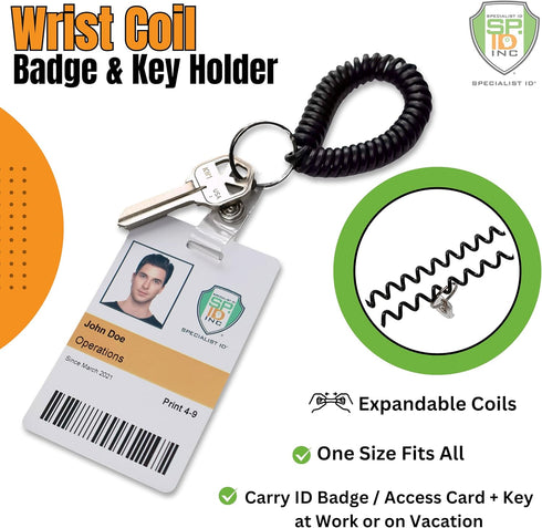 Specialist ID 5 Pack - Ultimate Wrist Coil Badge Holder with Card Strap, Premium Elastic Bungee Keychains
