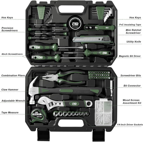 160-Piece Set, Toolbox Prostormer Home Repair Tool General Household Hand Tool Kit with Storage Case for House, Garage