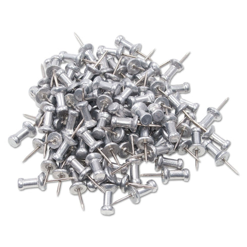 GEM CPAL3 Aluminum Head Push Pins, Silver, 3/8-Inch, 100/Box