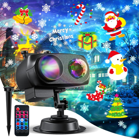 MUTONGANAN Christmas Projector Lights Outdoor Decorations, Holiday Projector Lights with 10 Slides/80 Patterns/10