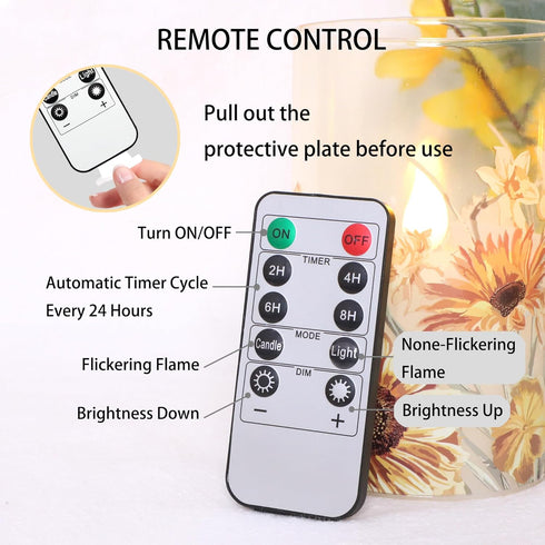 Summer Set 3 Sunflower Glass Flameless Candles Battery Operated with Remote Timer Flickering LED Pillar Candles Fall