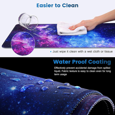 Gaming Mouse Pad, Large XL 31.5x11.8in Extended Desk Pad for Laptop with Stitched Edges, Waterproof - Galaxy